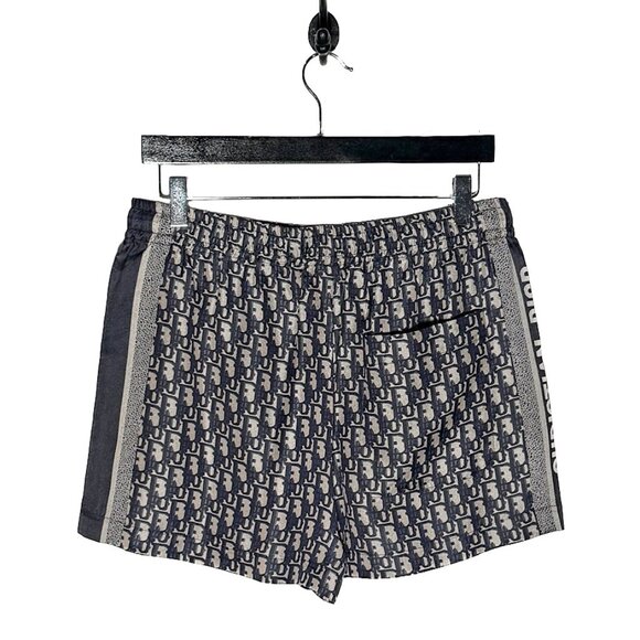 Dior Chez Moi Oblique Navy Blue Beige Silk Shorts - Picture 8 of 9
